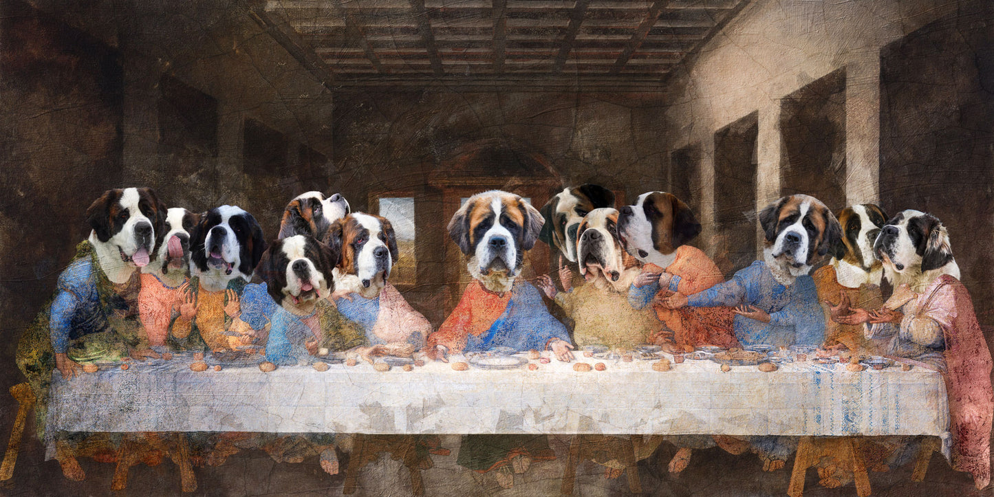 St Bernard Last Supper Renaissance Dog Painting