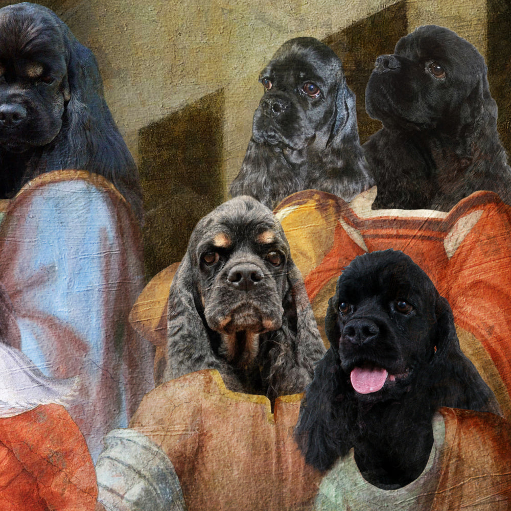 Black American Cocker Spaniel Last Supper Renaissance Dog Painting