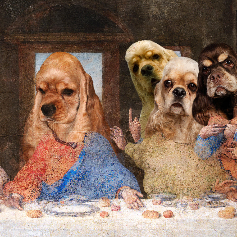 Red American Cocker Spaniel Last Supper Renaissance Dog Painting