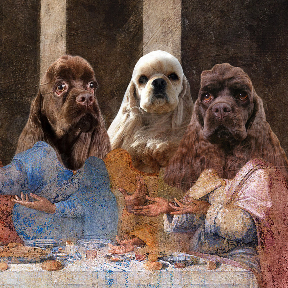Red American Cocker Spaniel Last Supper Renaissance Dog Painting