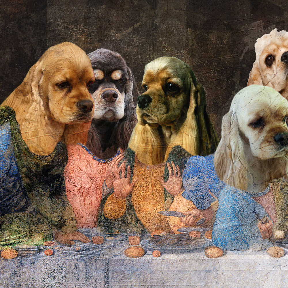 Red American Cocker Spaniel Last Supper Renaissance Dog Painting