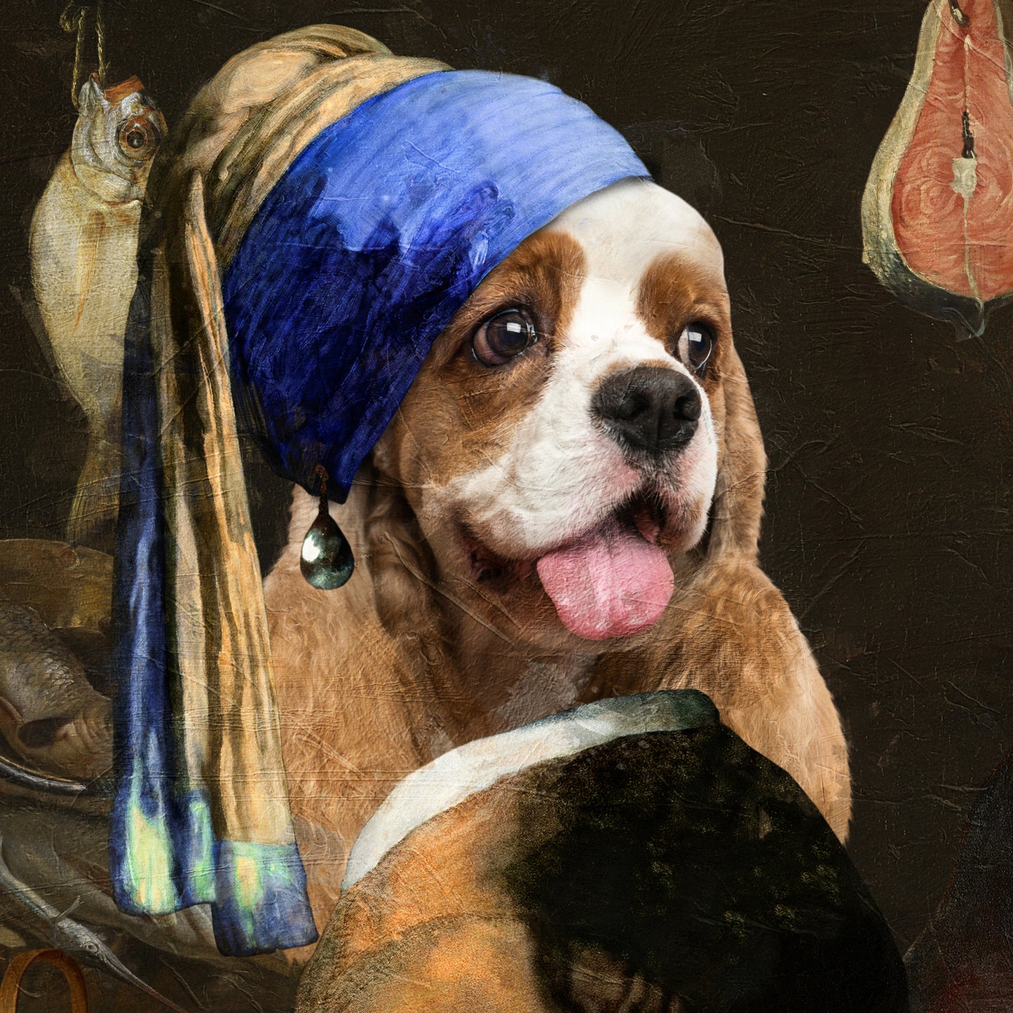 American Cocker Spaniels, Kitchen Scene, Mona Lisa Chef, Maid with pearl earring, Fish Gourmet with a red turban
