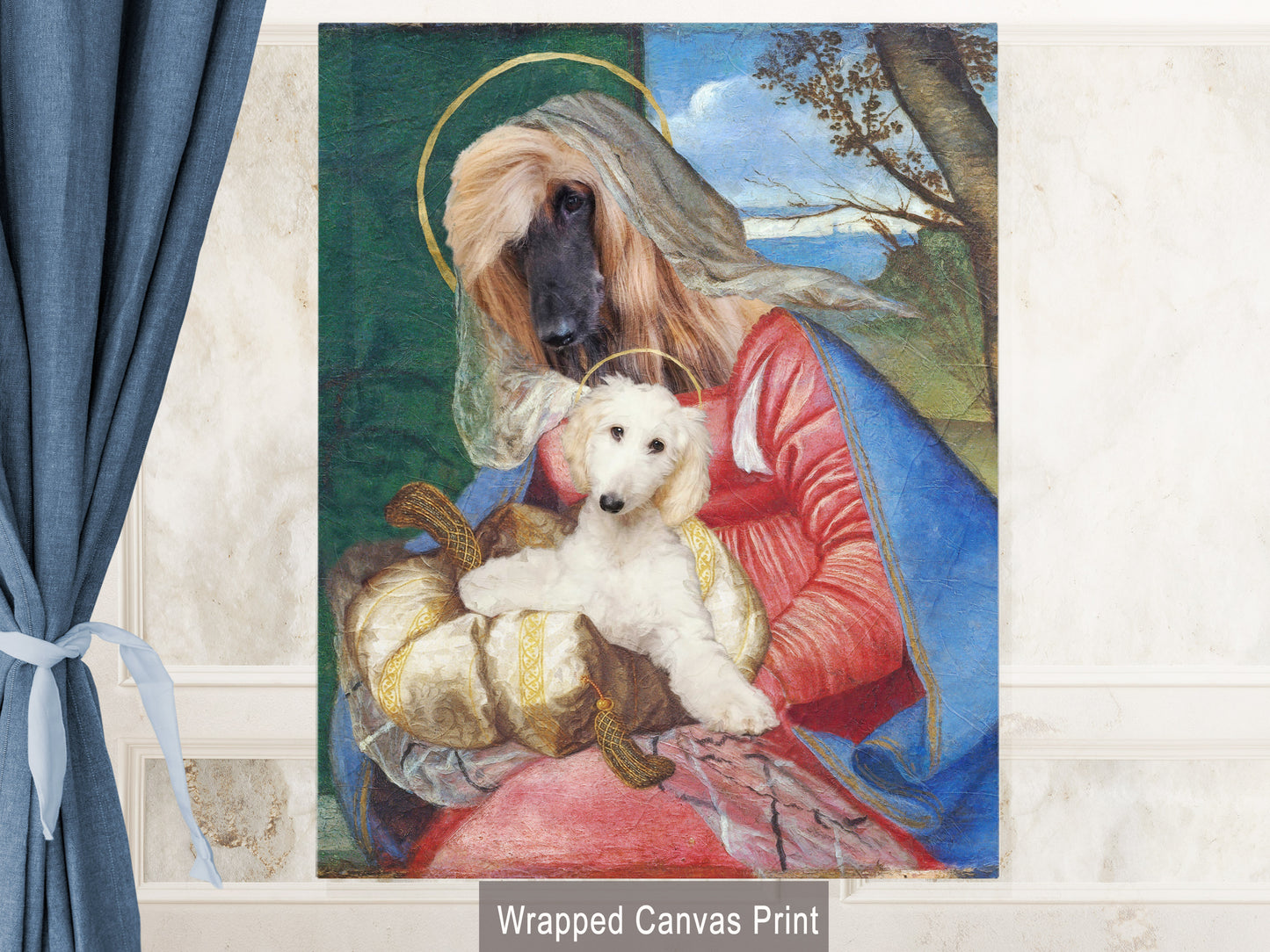 Bache Madonna Lévrier Afghan et Chiot Chien Renaissance