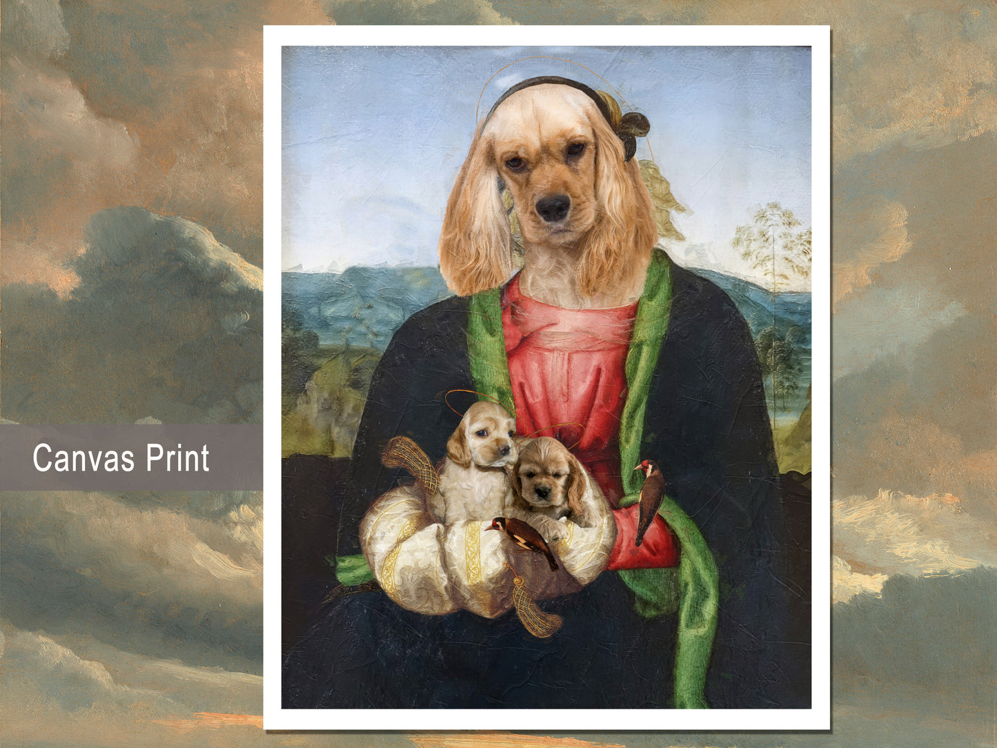 Red Madonna American Cocker Spaniel and Puppies