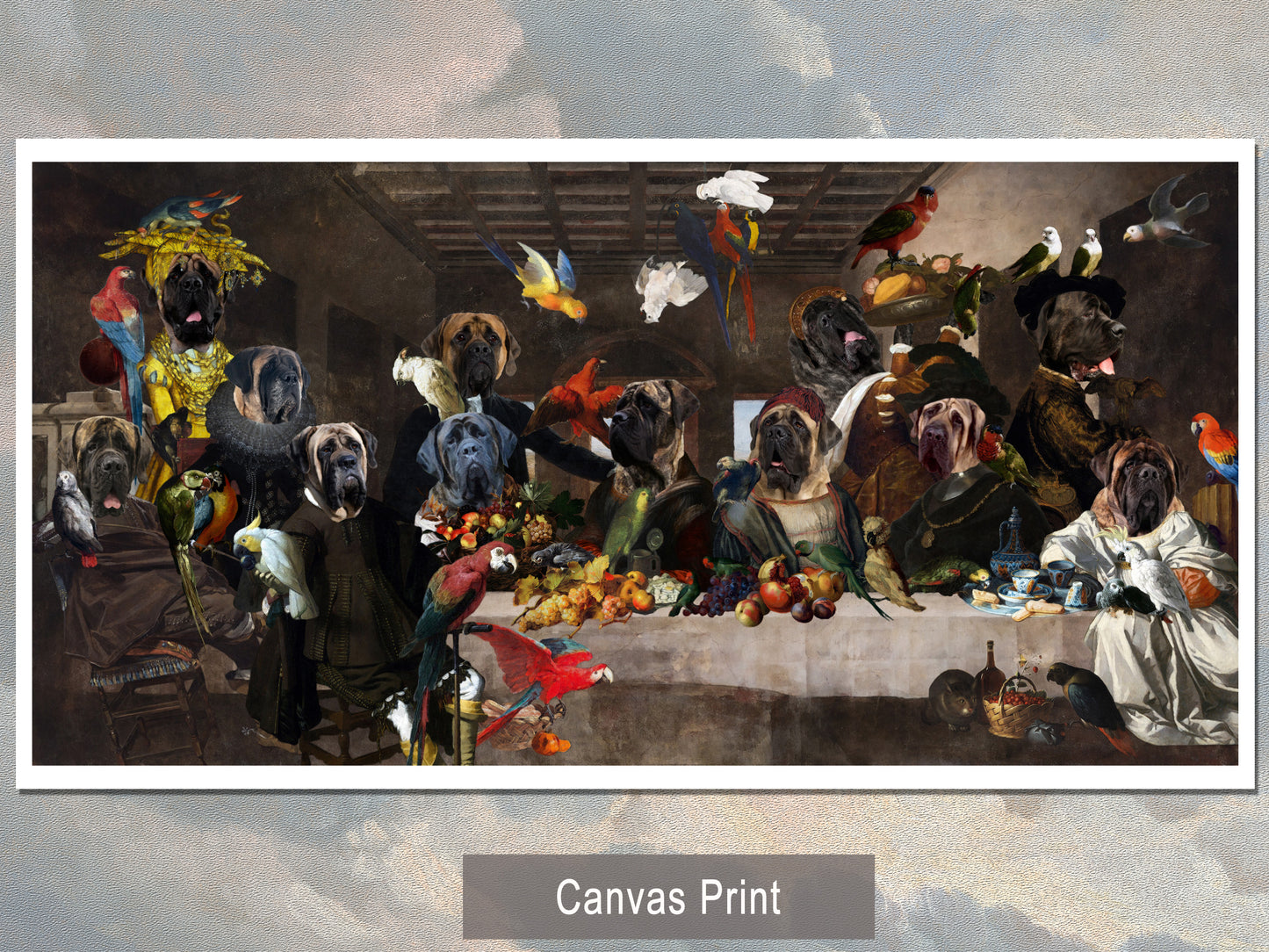 English Mastiff Last Supper Renaissance Dog Painting