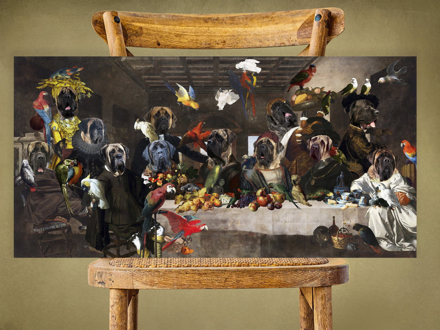 English Mastiff Last Supper Renaissance Dog Painting
