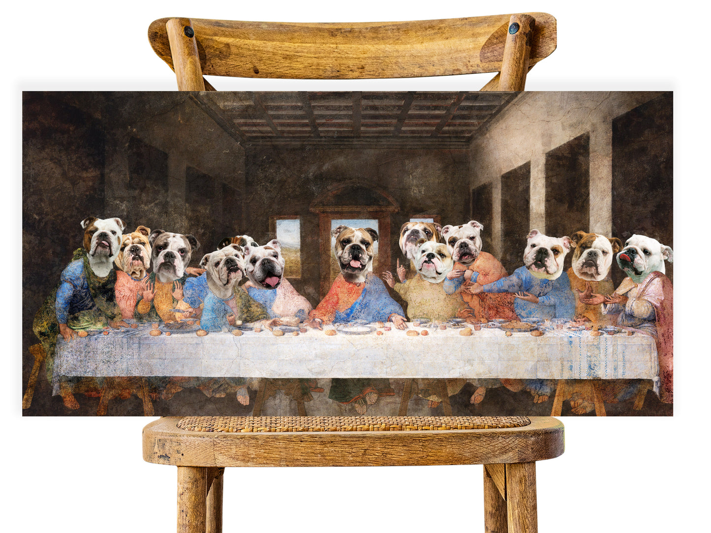 English Bulldog Last Supper Renaissance Dog Painting