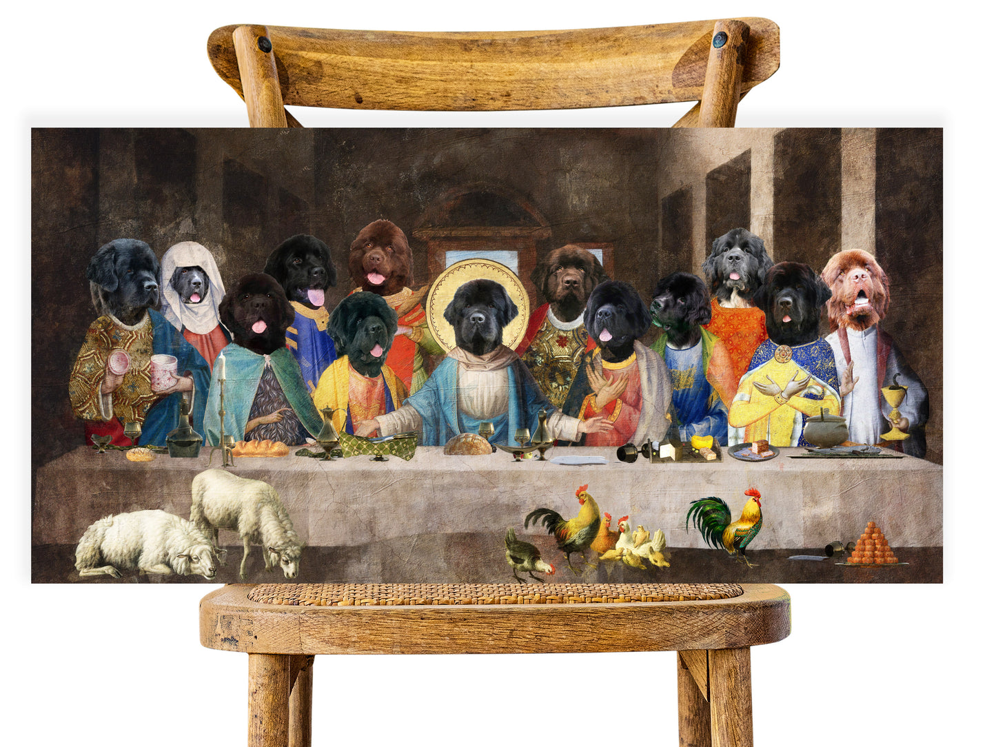 Newfoundland Dog Last Supper Renaissance Dog Painting