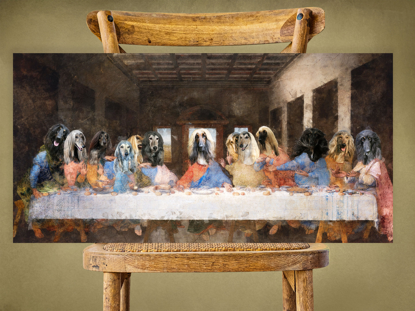 Afghan Hound Last Supper Renaissance Dog Painting