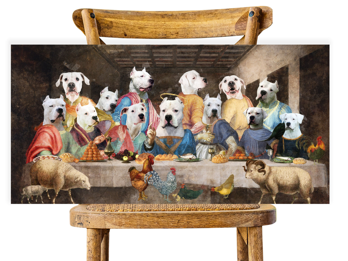 Dogo Argentino Last Supper Renaissance Dog Painting