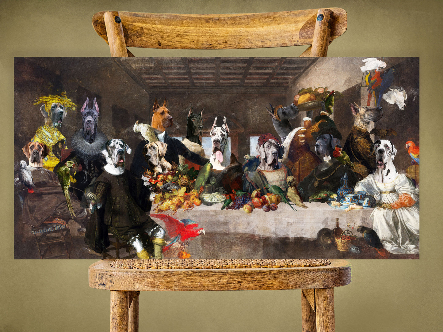 Great Dane Last Supper Renaissance Dog Painting
