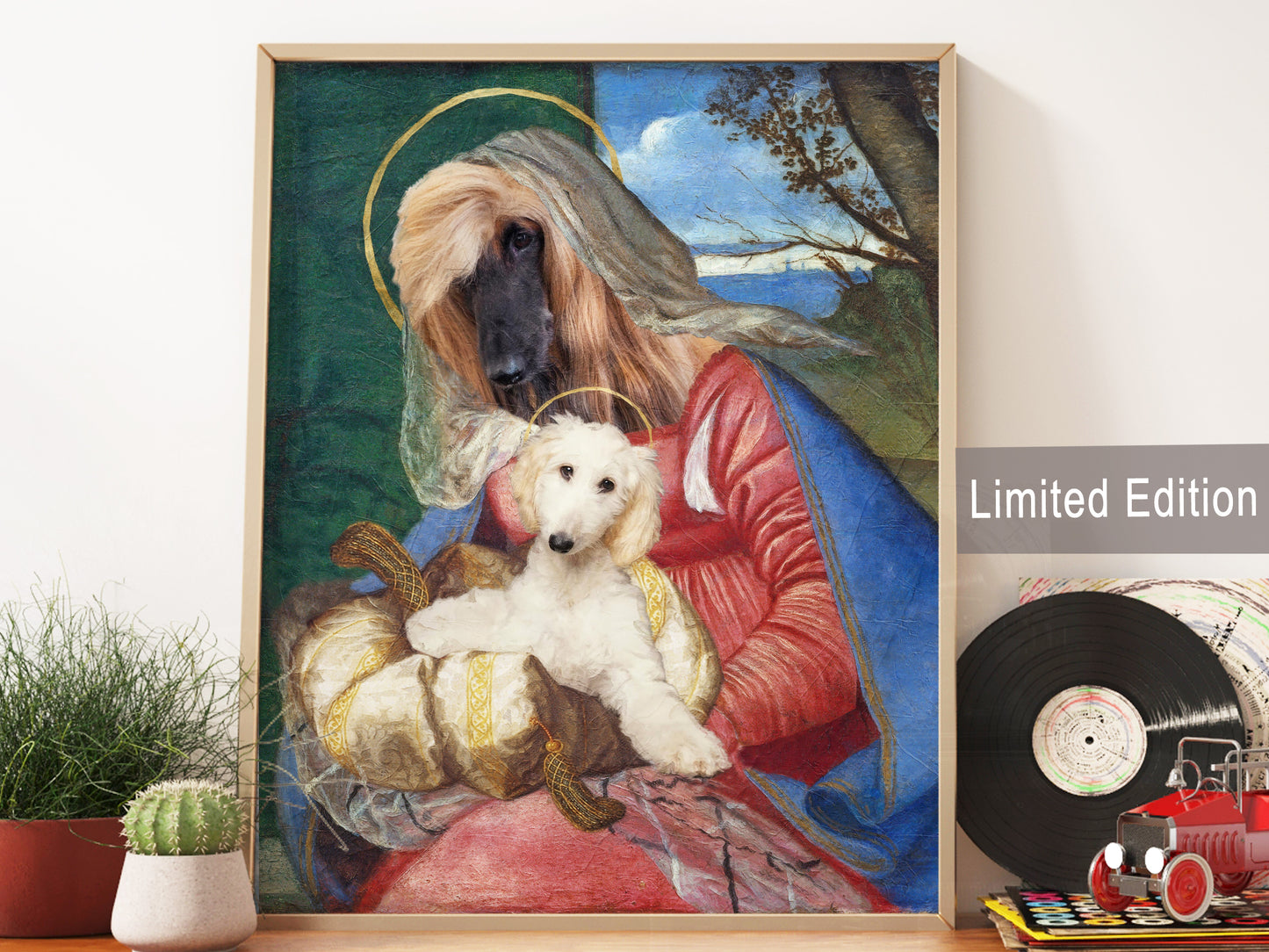 Bache Madonna Lévrier Afghan et Chiot Chien Renaissance