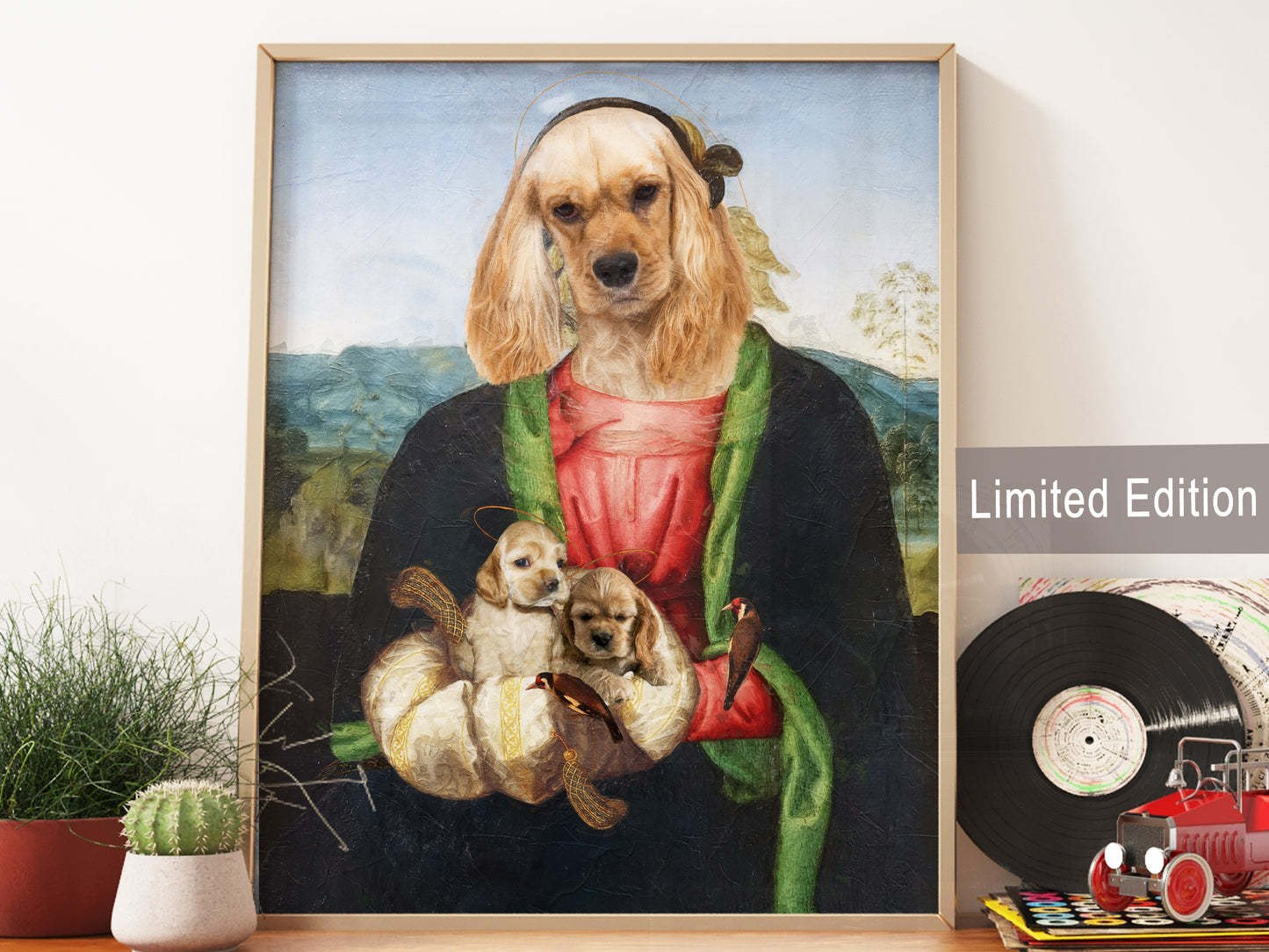 Red Madonna American Cocker Spaniel and Puppies