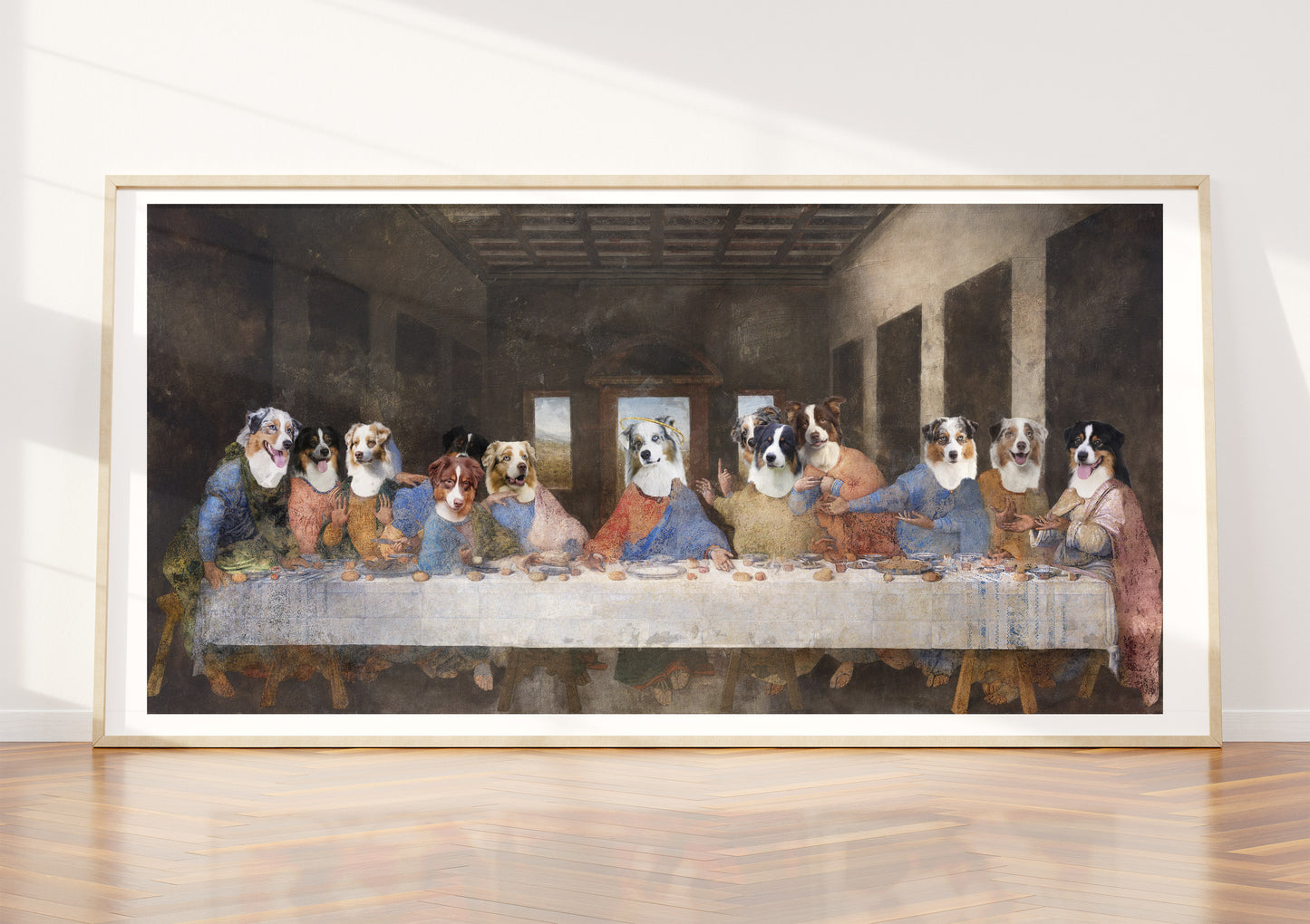 Australian Shepherd Last Supper Renaissance Dog Painting