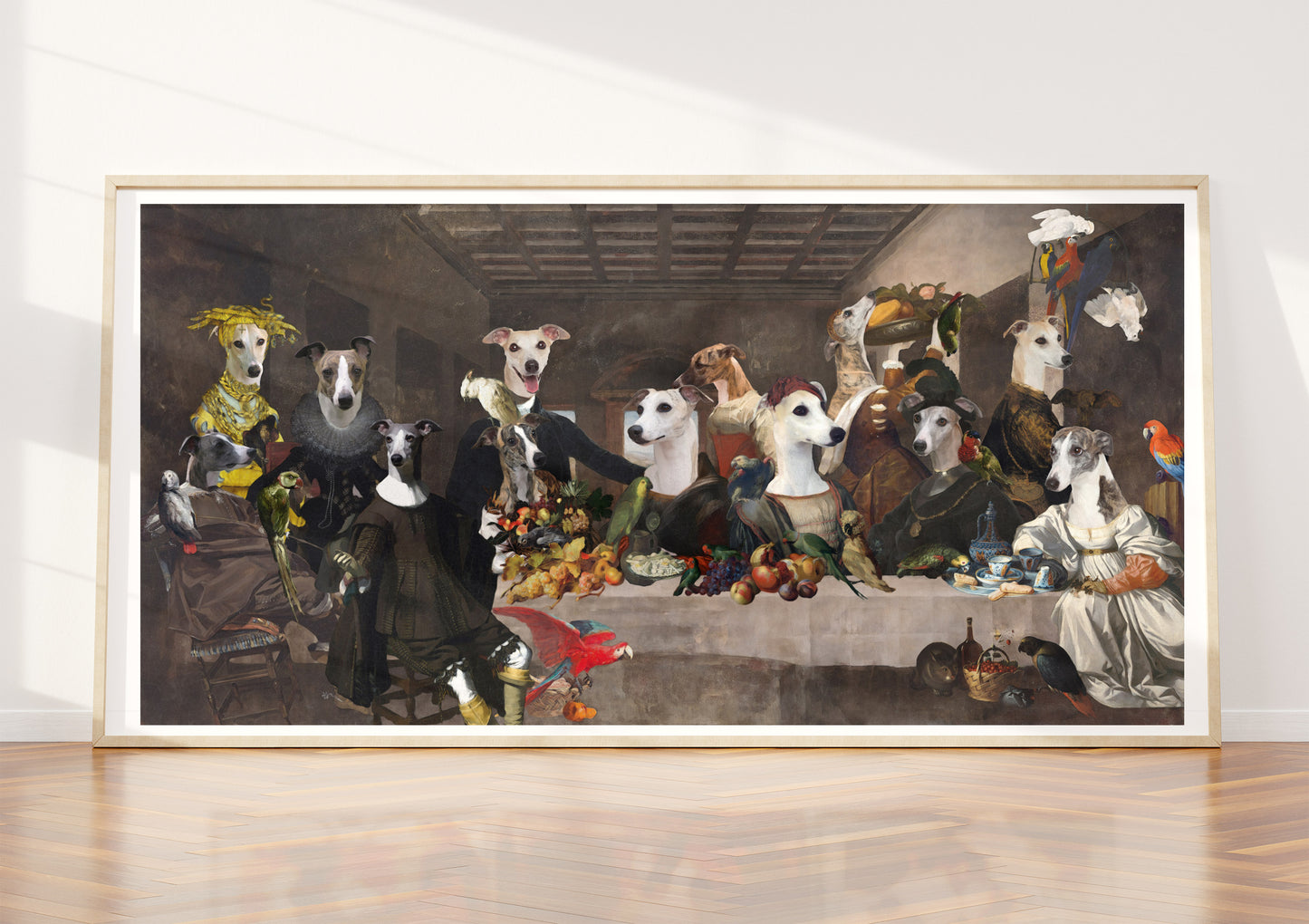 Whippets Last Supper Renaissance Dog Painting