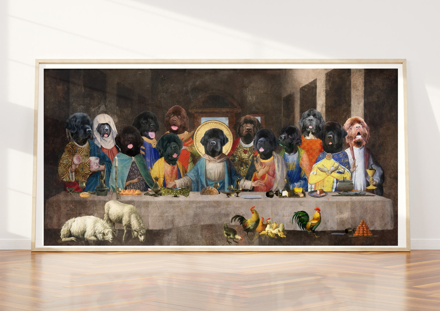 Newfoundland Dog Last Supper Renaissance Dog Painting
