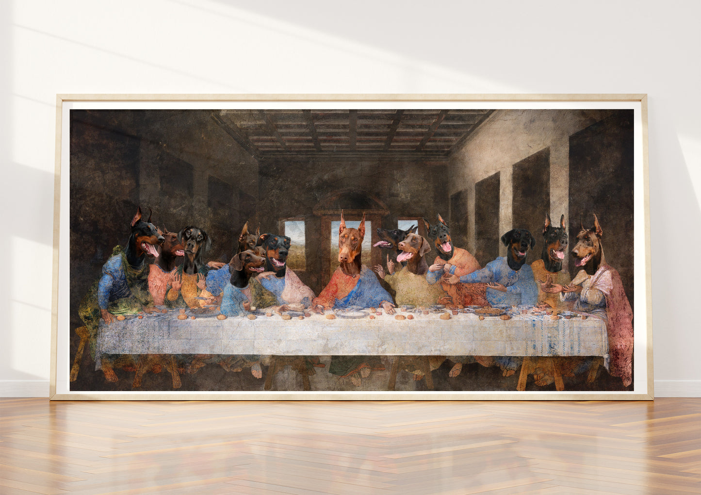 Doberman Pinscher Last Supper Renaissance Masterpiece Dog