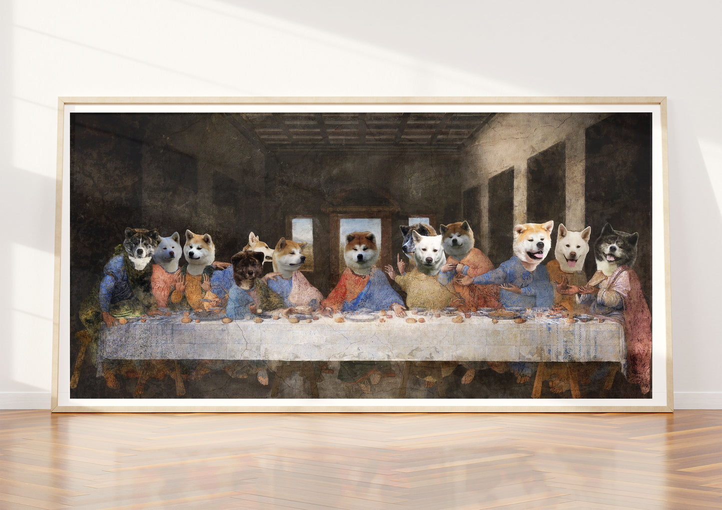 Akita Inu Last Supper Renaissance Dog Painting