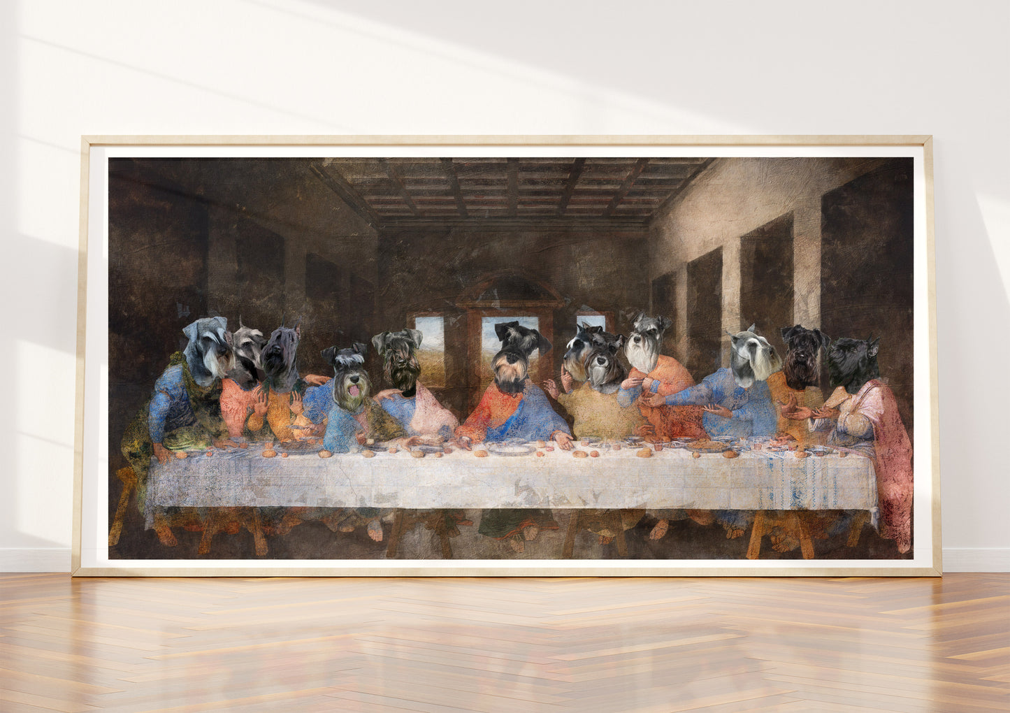 Miniature Schnauzer Last Supper Renaissance Dog Painting