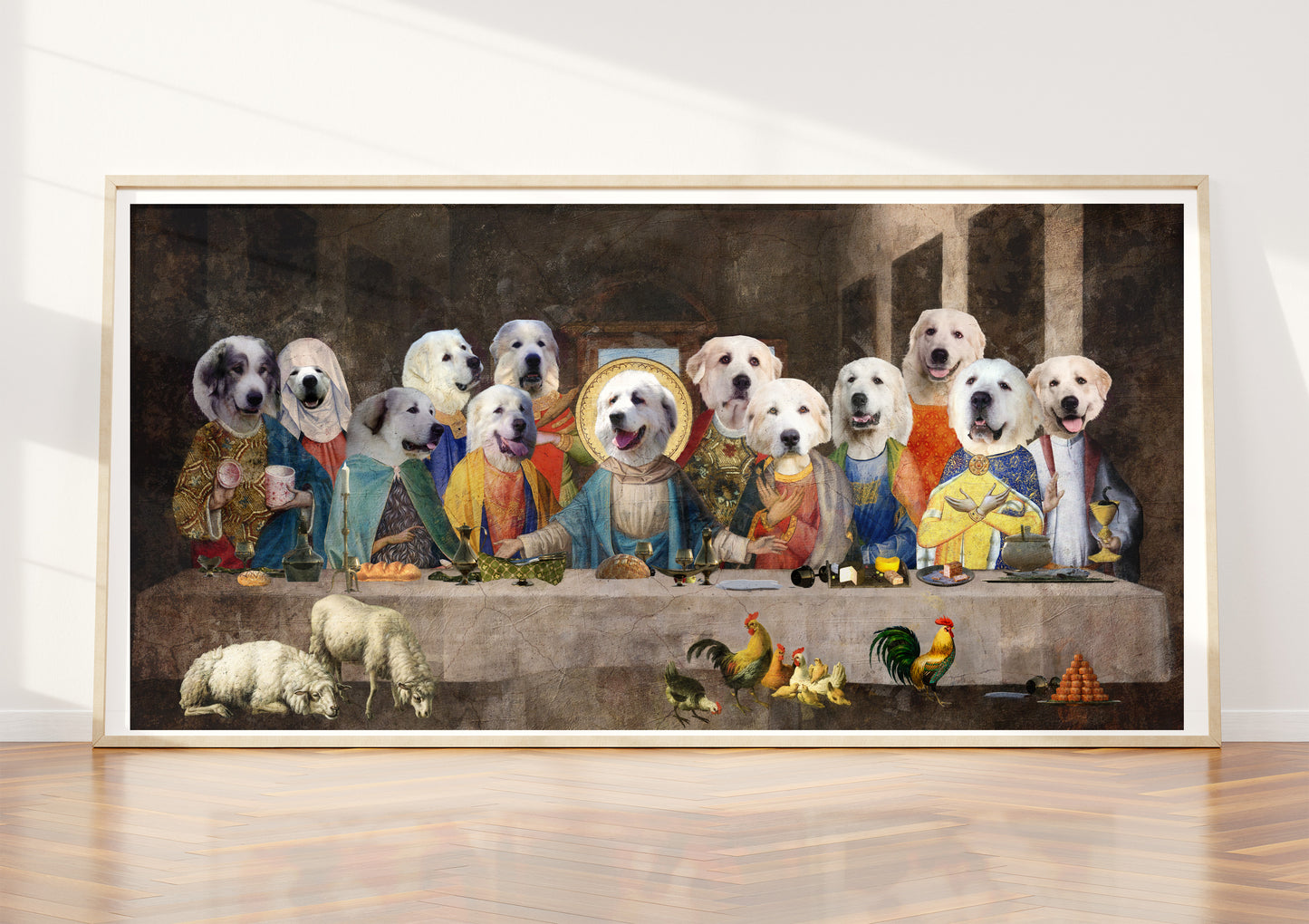 Great Pyrenees Last Supper Renaissance Dog Painting