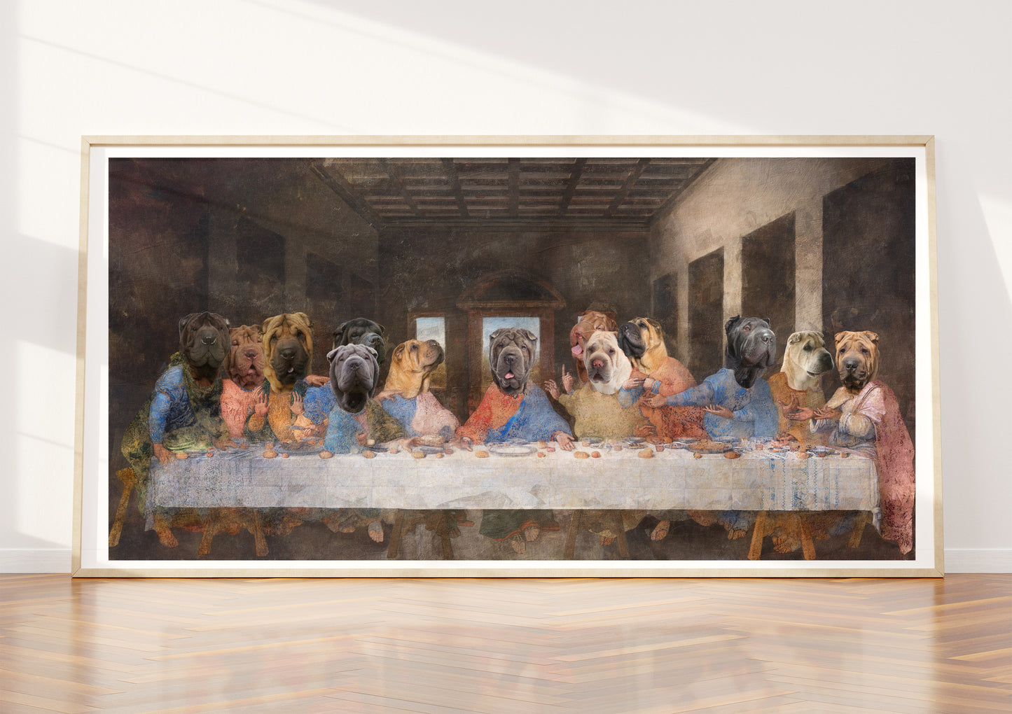 Shar Pei Last Supper Renaissance Dog Painting