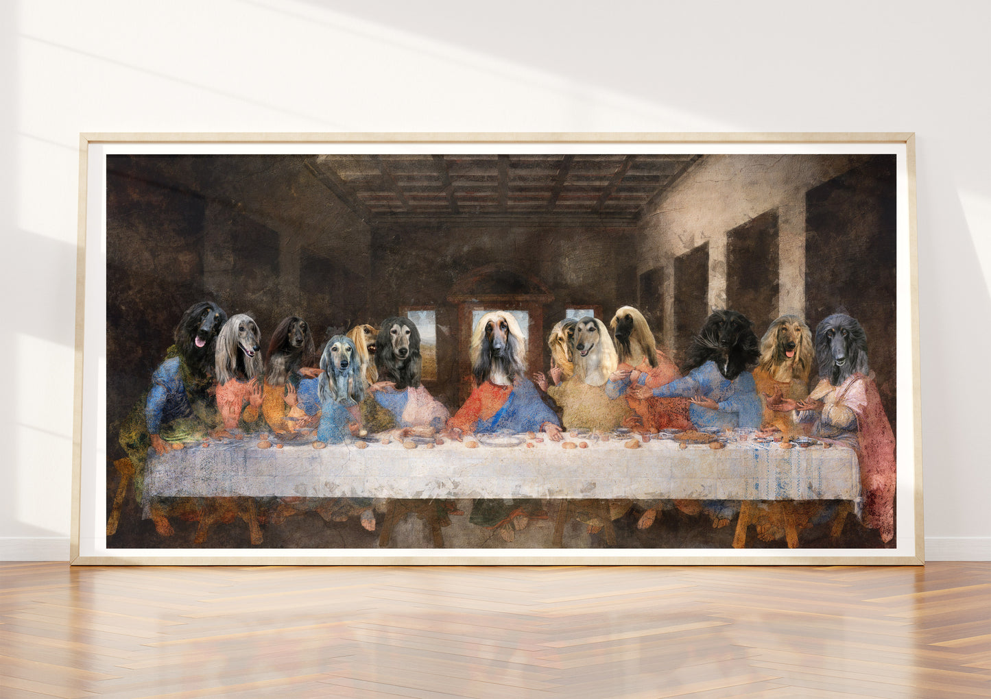 Afghan Hound Last Supper Renaissance Dog Painting