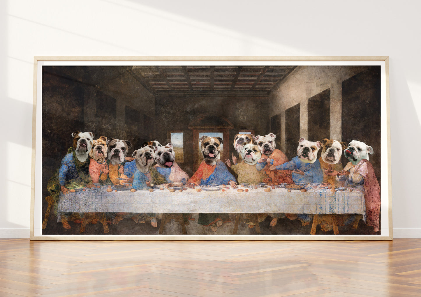 English Bulldog Last Supper Renaissance Dog Painting