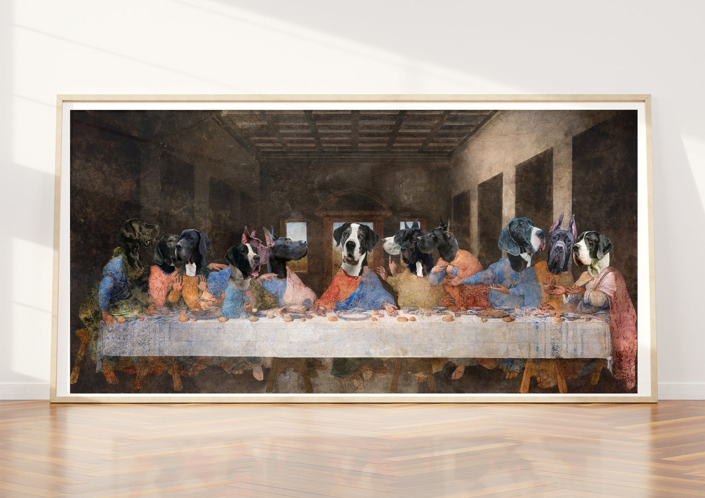 Black Great Dane Last Supper Renaissance Dog Painting