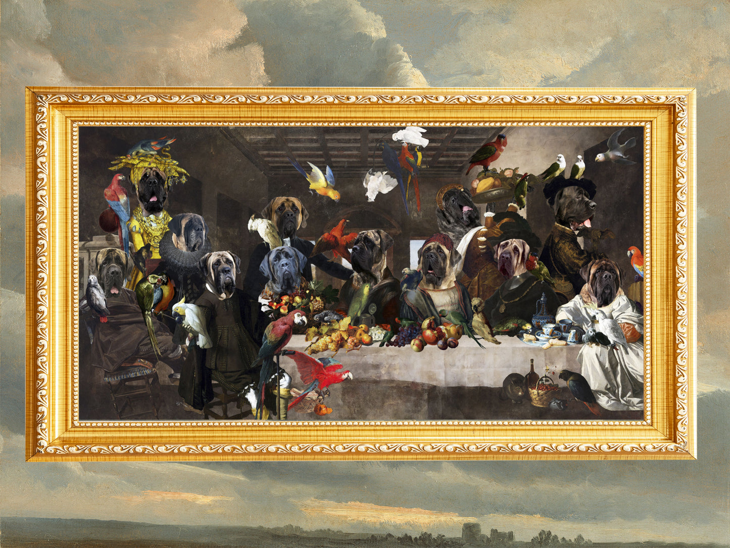 English Mastiff Last Supper Renaissance Dog Painting