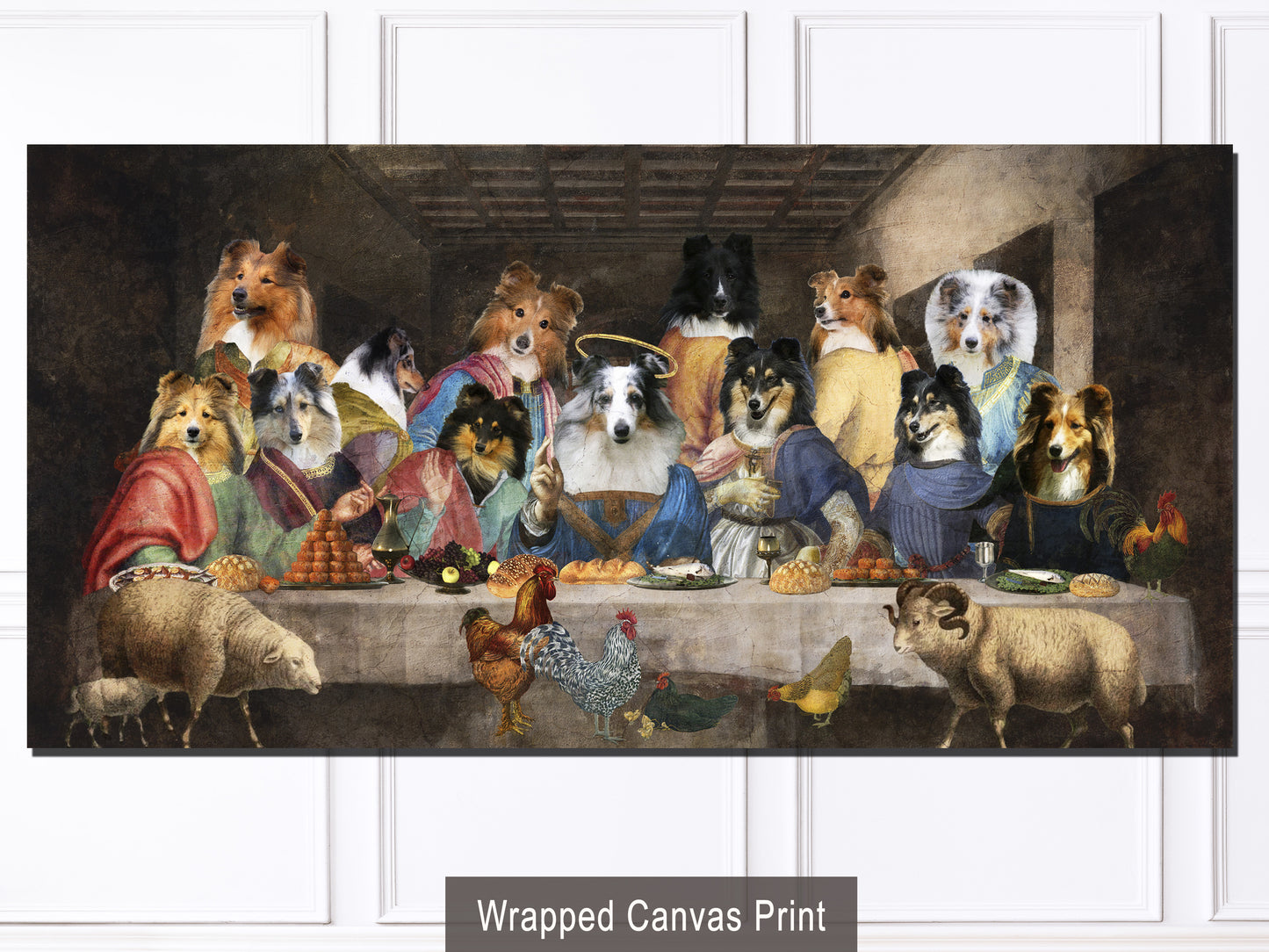 Sheltie Shetland Sheepdog Last Supper Renaissance Painting