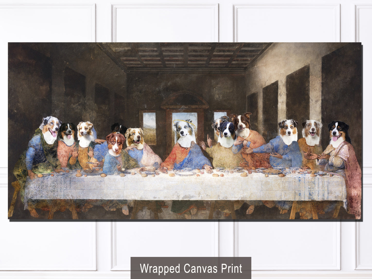 Australian Shepherd Last Supper Renaissance Dog Painting
