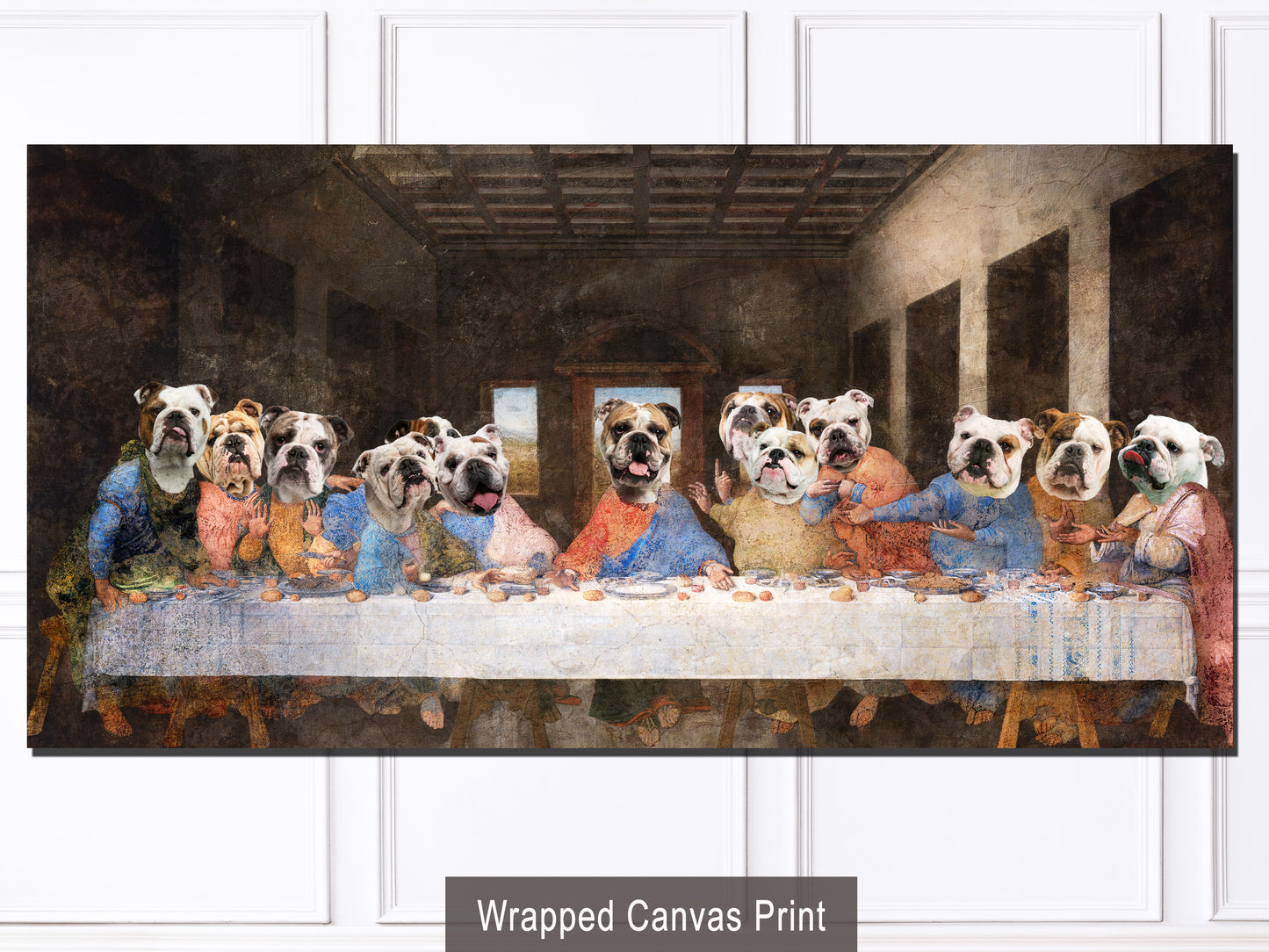 English Bulldog Last Supper Renaissance Dog Painting