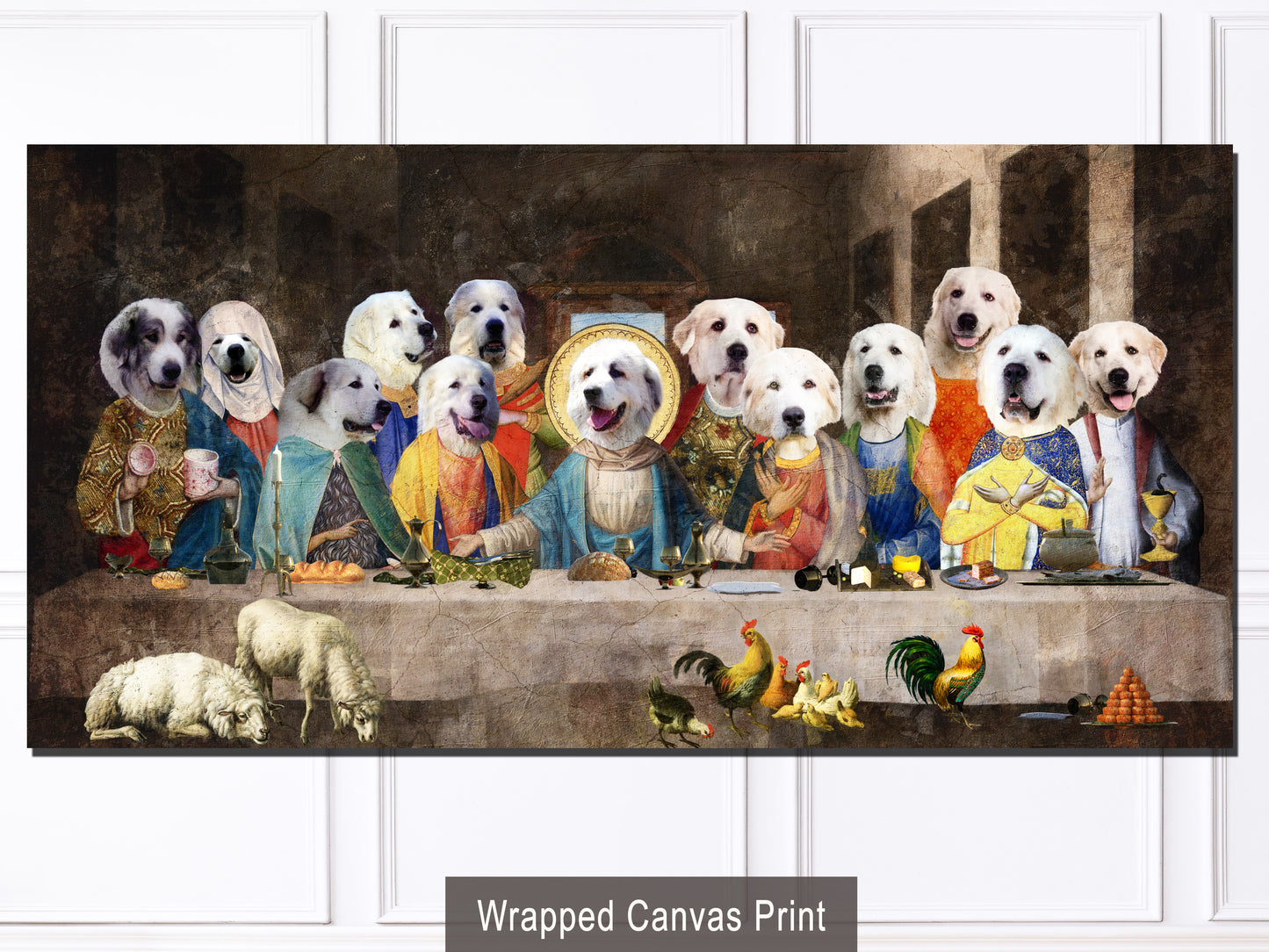 Great Pyrenees Last Supper Renaissance Dog Painting