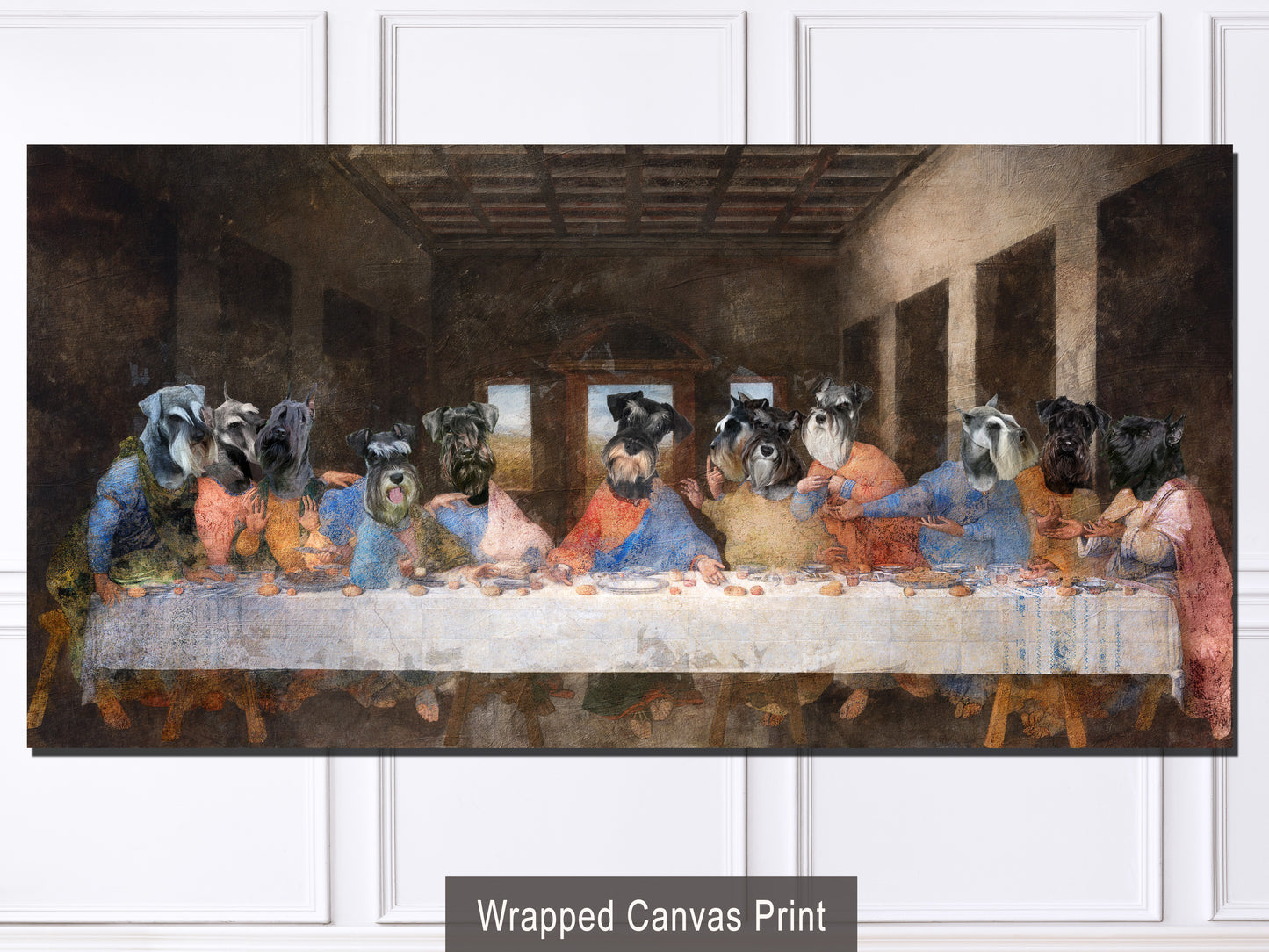 Miniature Schnauzer Last Supper Renaissance Dog Painting