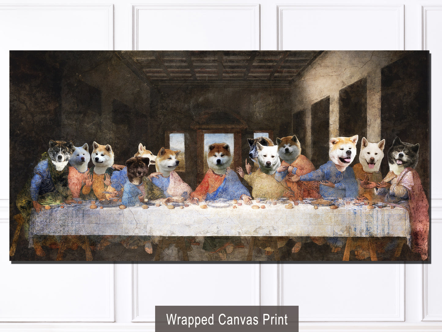 Akita Inu Last Supper Renaissance Dog Painting