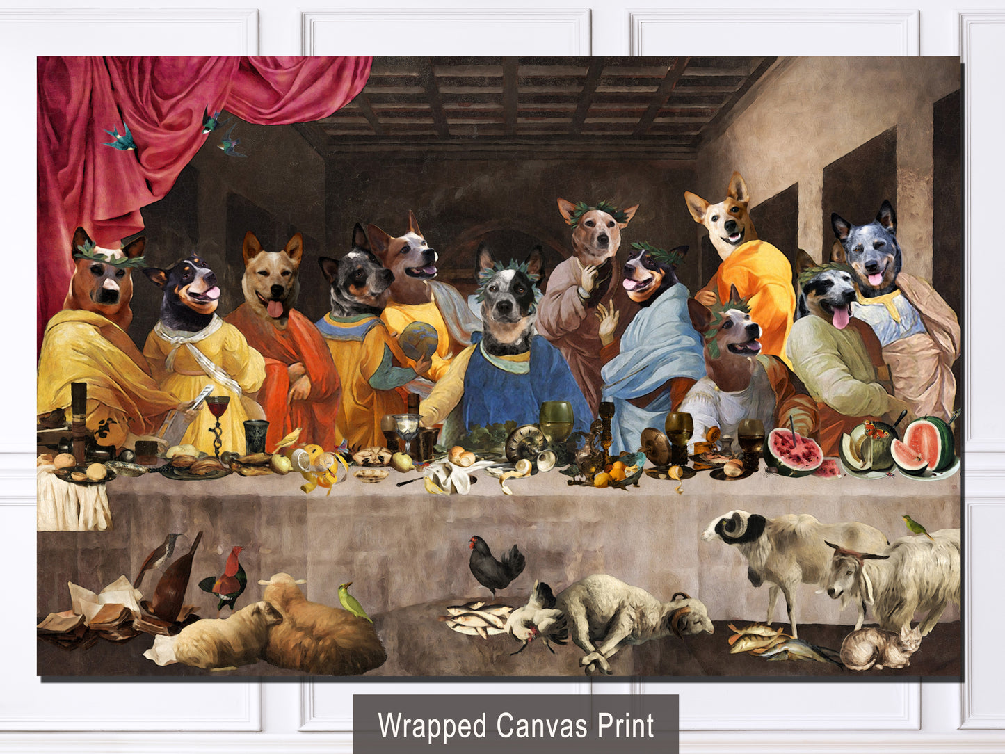 Australian Cattle Dog Last Supper Renaissance Painting