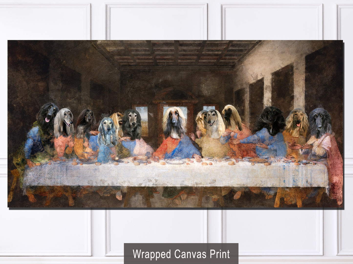 Afghan Hound Last Supper Renaissance Dog Painting