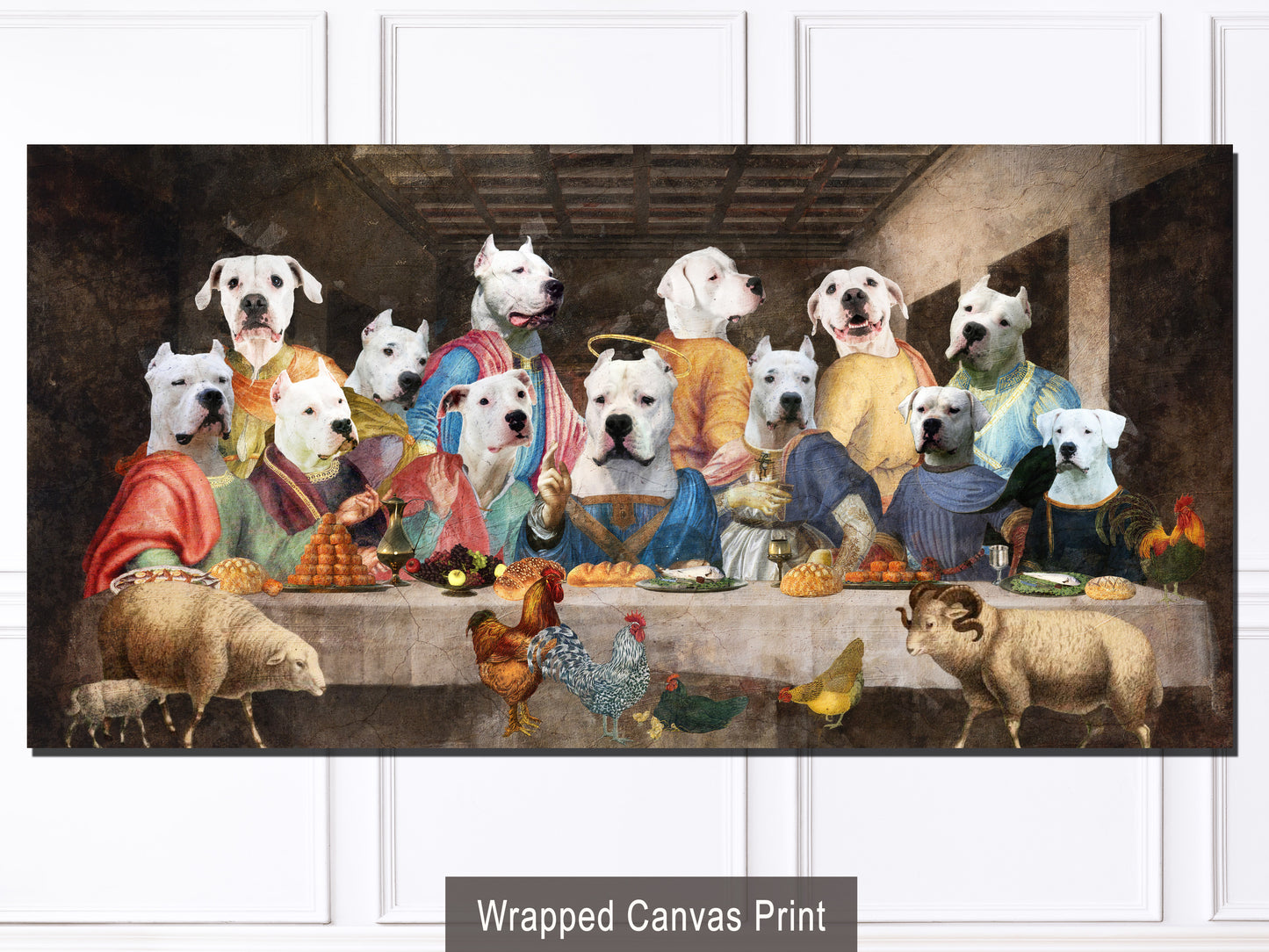 Dogo Argentino Last Supper Renaissance Dog Painting