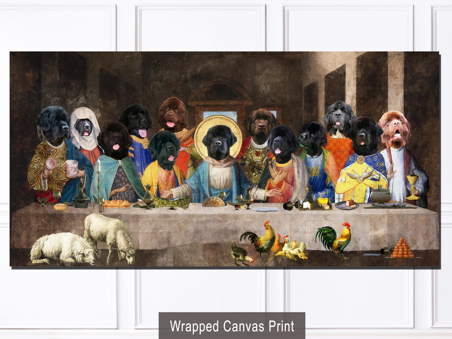 Newfoundland Dog Last Supper Renaissance Dog Painting