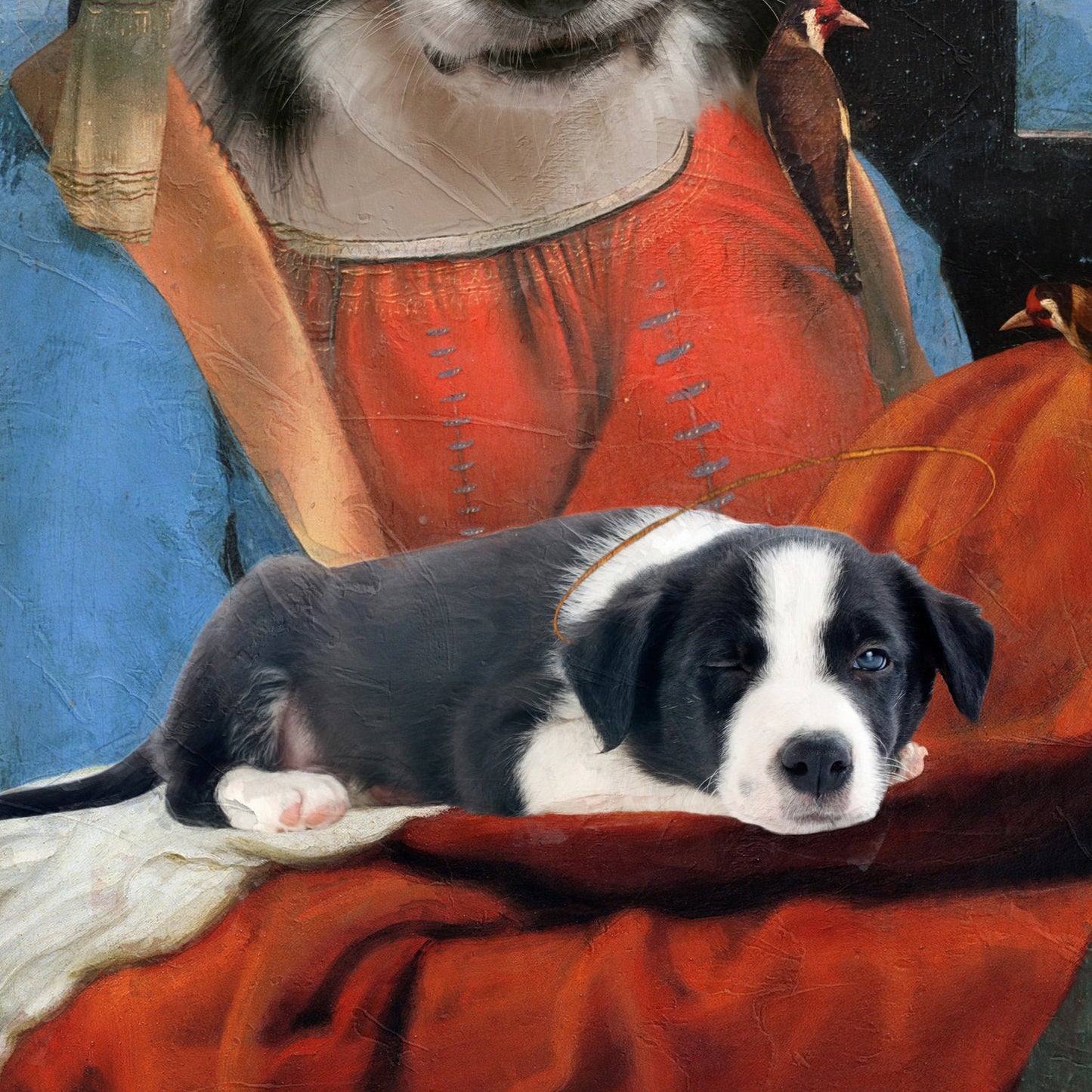 Madonna Litta Border Collie and with Angel Diptych