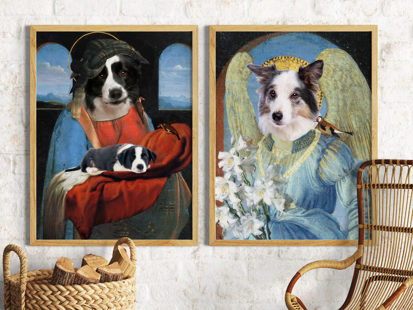 Madonna Litta Border Collie and with Angel Diptych