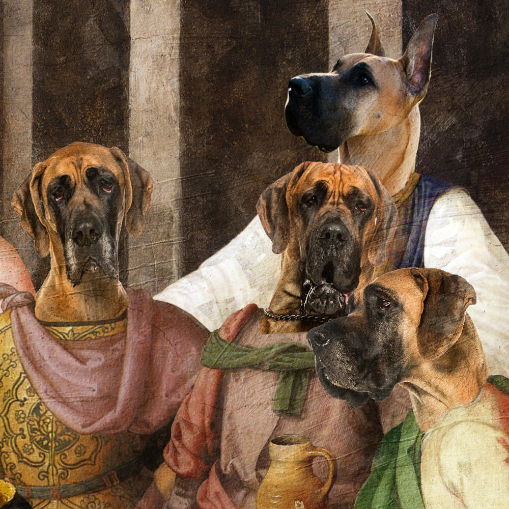 Fawn Great Dane Last Supper Renaissance Dog Painting