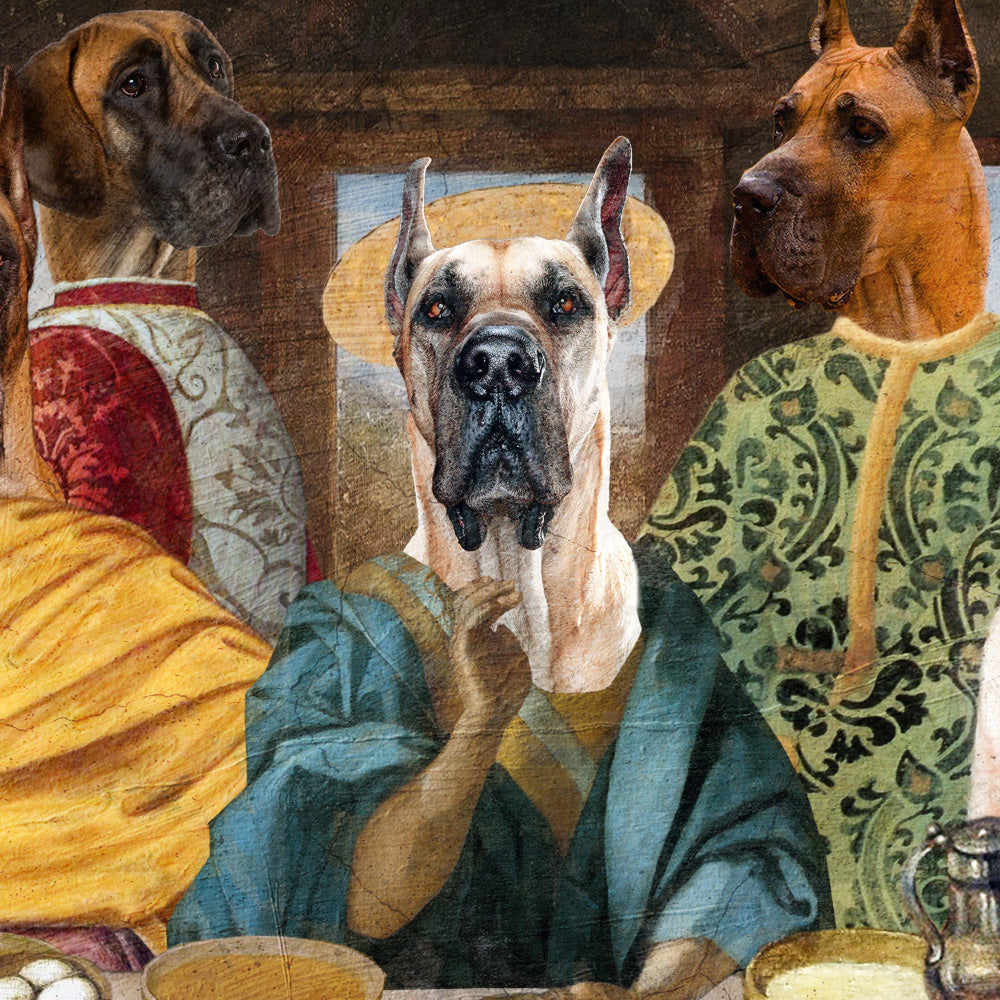 Fawn Great Dane Last Supper Renaissance Dog Painting