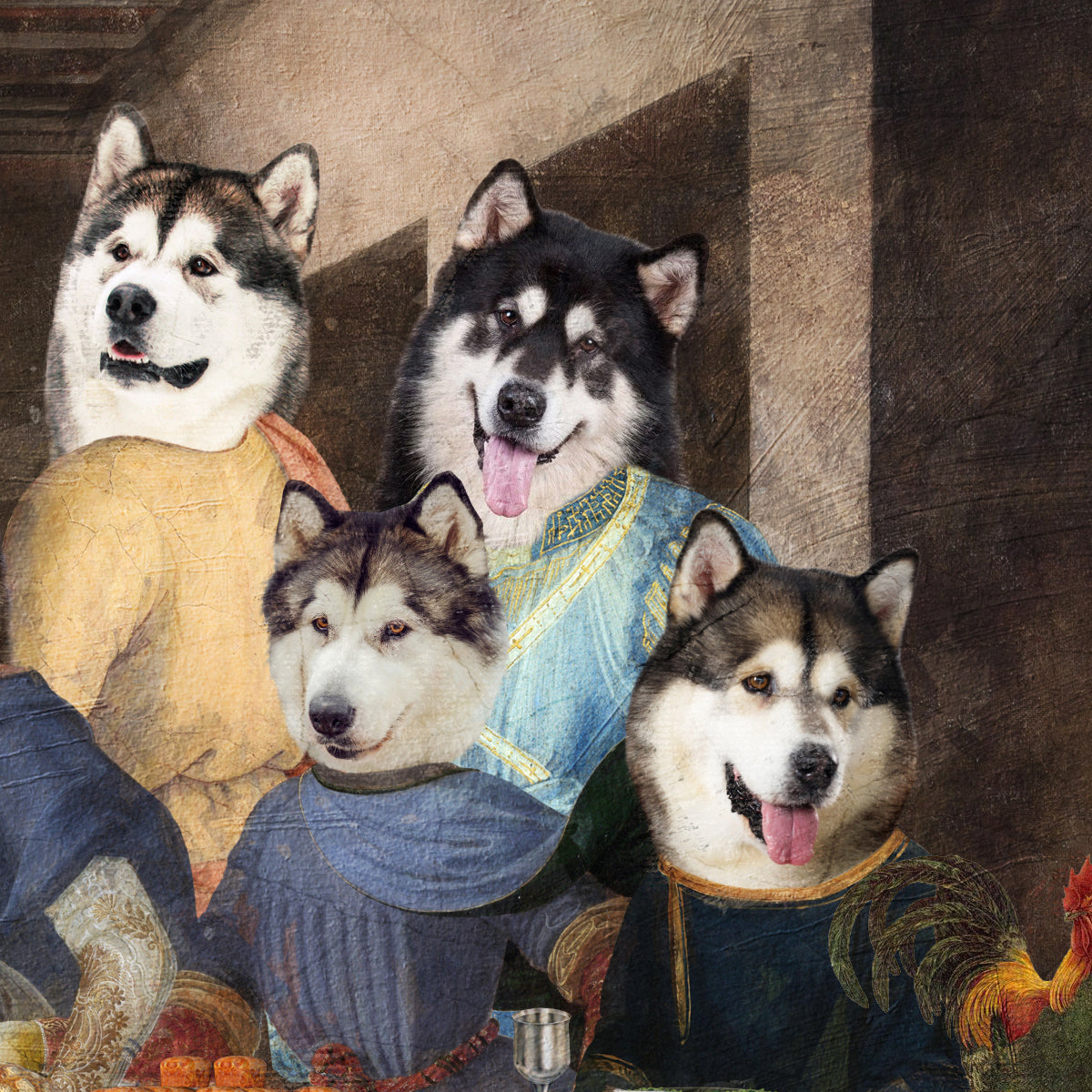Alaskan Malamute Last Supper Renaissance Dog Painting