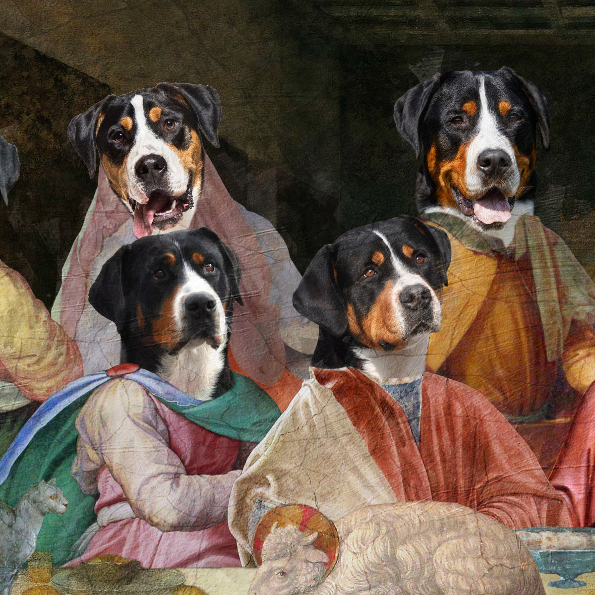 Greater Swiss Mountain Dog Last Supper Renaissance Dog Painting