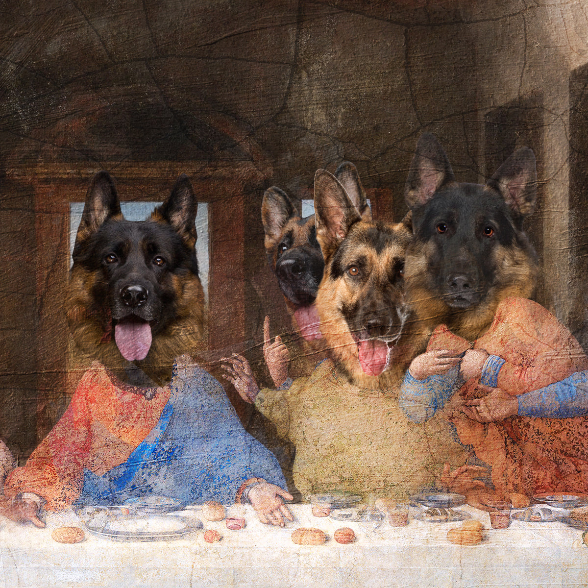 German Shepherd Last Supper Renaissance Dog Painting