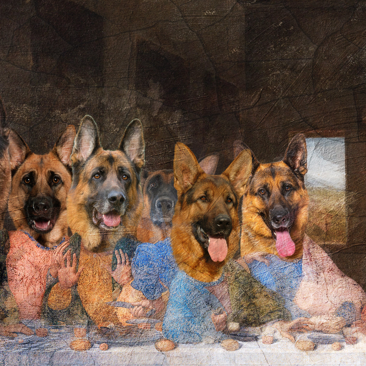 German Shepherd Last Supper Renaissance Dog Painting