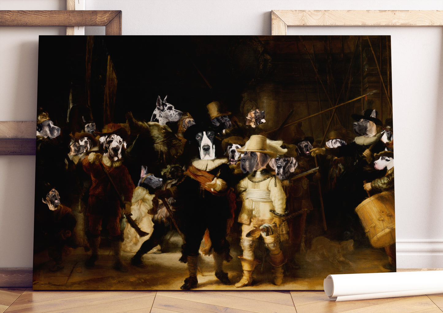 The Night Watch Rembrandt van Great Dane Dog Style Art Renaissance Masterpiece