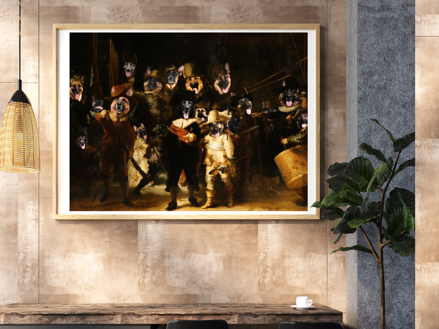 The Night Watch Rembrandt van German Shepherd Dog Style Art Renaissance Masterpiece