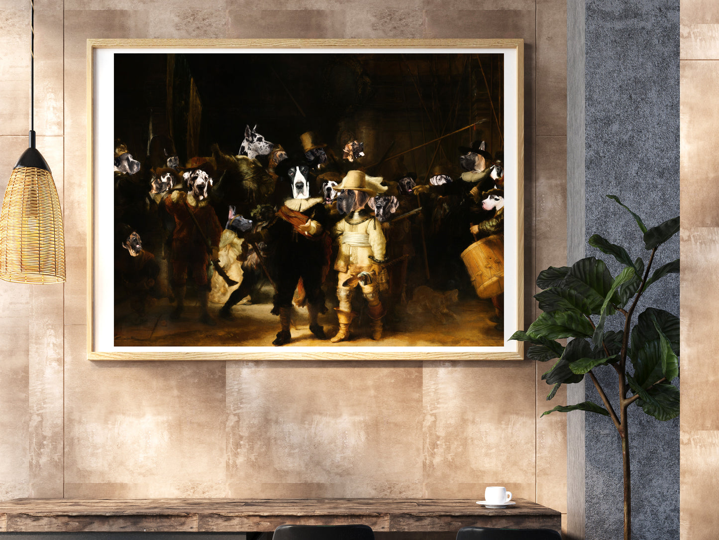 The Night Watch Rembrandt van Great Dane Dog Style Art Renaissance Masterpiece